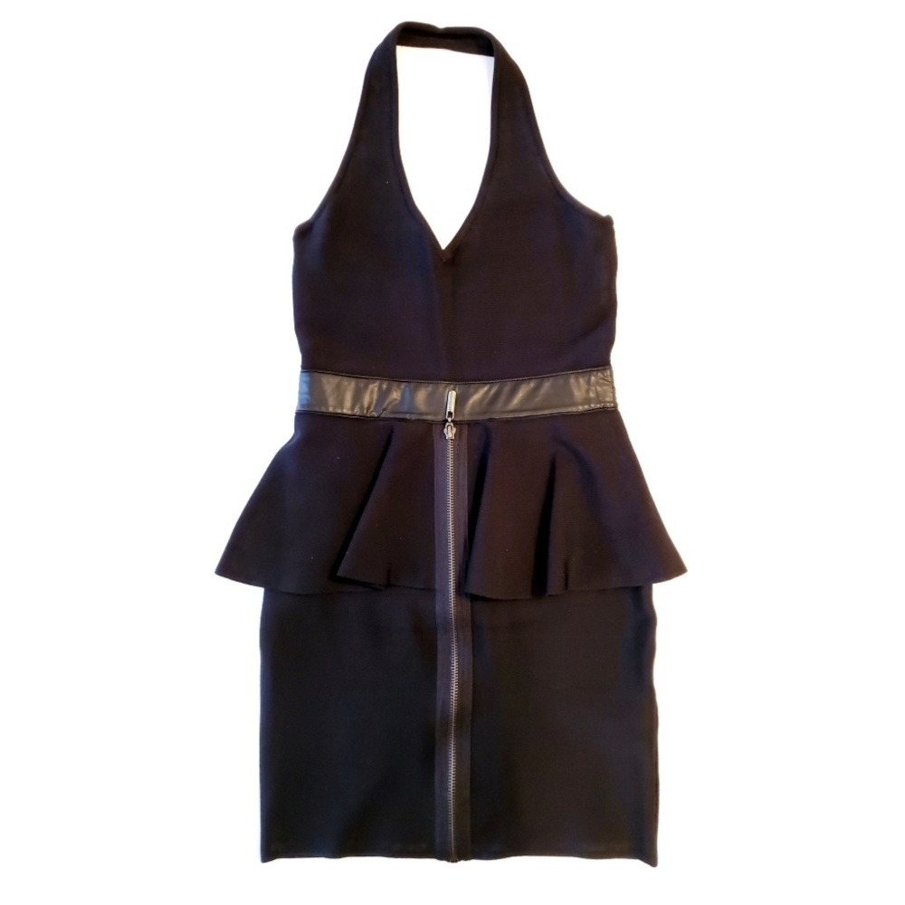 bebe Black Halter Peplum Bandage Dress - Picture 4 of 8